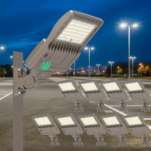 Miniatura 24 de Luz LED de Poste para Estacionamiento de 480V 320W con Montaje de Ajuste Deslizante, Luces LED Tipo Caja UL DLC Certificadas 44800LM 5000K Luces
