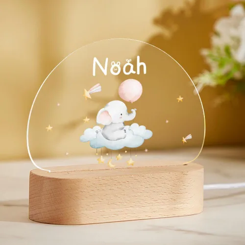 Miniatura 11 de VEELU Regalos personalizados para niños, luz nocturna con nombre personalizado con lindos animales, lámpara LED acrílica para bebé, regalo