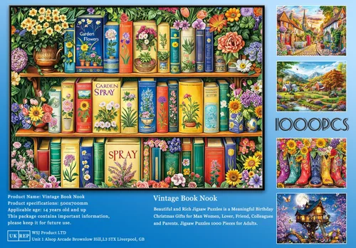 Miniatura 6 de Rompecabezas para adultos de 1000 piezas para adultos, rompecabezas de 1000 piezas, 1000 piezas, estantería de flores coloridas Flower Bookshelf