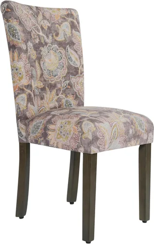 Miniatura 176 de Homepop Silla de comedor con detalles festoneados, sillas de comedor Parsons tapizadas, muebles decorativos para el hogar, tejido gris claro