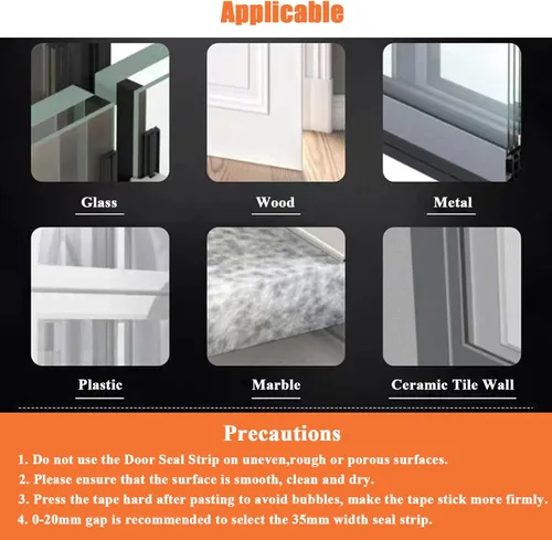 Miniatura 6 de Dstorelhp Burletes mejorados, tapón de puerta sin residuos, tira de sellado de silicona para puertas, ventanas y ducha, transparente, 16.4 pies