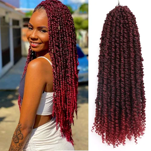 Miniatura 7 de Pelo de Passion Twist – Cabello de ganchillo de 24 pulgadas para mujer, 8 paquetes de cabello rizado pretrenzado de ganchillo Passion Twists Tbug