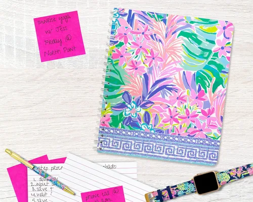 Miniatura 4 de Lilly Pulitzer Cuaderno de espiral de tapa dura, grande, 11" x 9.5", con 160 páginas a rayas, Fue todo un sueño it was all a dream