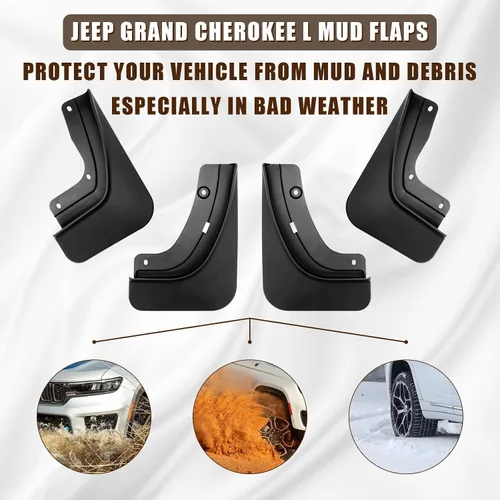 Miniatura 3 de Muslogy para Grand Cherokee 2025 2024 2023 2022 Guardabarros Delantero y Trasero Sin Necesidad de Perforación Compatible con Guardabarros para Jeep