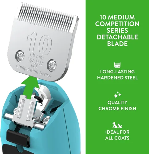 Miniatura 4 de Wahl Professional Animal 10 Cuchilla desmontable de la serie Competition Media con longitud de corte de 1/16 pulgadas (2358-100)