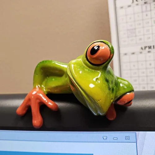 Miniatura 6 de JUXYES Juego de 2 figuras creativas de resina en 3D para decoración de monitor de computadora, figuras coleccionables de animales personalizados