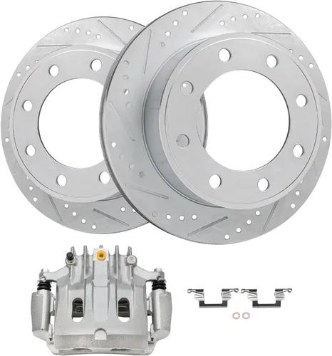 Miniatura 32 de Detroit Axle - Rotores de freno perforados traseros + repuesto de pinza de freno de disco trasera izquierda para Acura TL Honda Element - Juego de 3