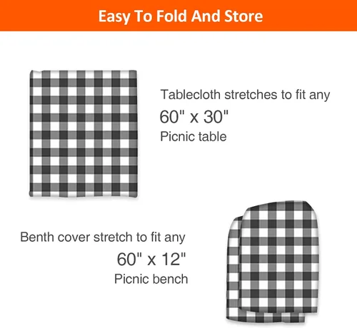 Miniatura 5 de Funda para Mesa y Banco de Picnic de 5 Pies, Esenciales de Camping Equipo para RV, 60 Pulgadas Impermeable Resistente al Viento Mantel Exterior