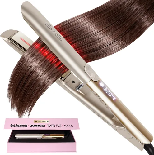 Miniatura 7 de ELLA BELLA® Plancha plana de titanio para alisar el cabello (con infrarrojos) • Plancha profesional para alisar el cabello • Pantalla digital