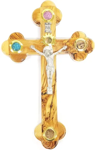 Miniatura 8 de Bethlehem Gifts TM Cruz Crucifijo de Madera de Olivo de Belén Tallado a Mano (Crucifijo, 5")