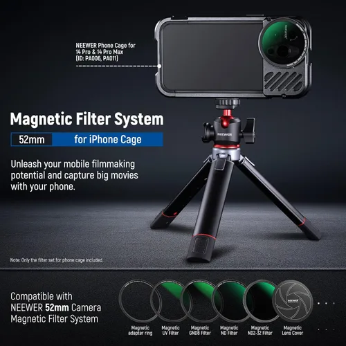 Miniatura 2 de NEEWER - Juego de filtros magnéticos para teléfono de 2.047 in, anillo adaptador + estrella de 4 puntos + CPL + filtro de difusión negro de 1/4