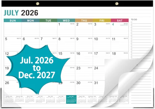 Calendario de escritorio 2026-2027 - Calendario de escritorio 2026-2027, julio 2026 a diciembre 2027, 18 calendario mensual de escritorio/calendario