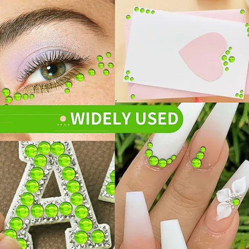 Miniatura 6 de 3090 calcomanías autoadhesivas de diamantes de imitación para la cara, joyas para el cabello, gemas de ojos con purpurina para el cuerpo, verde