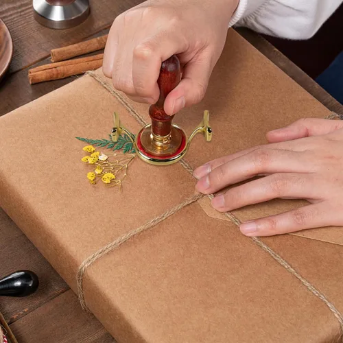 Miniatura 8 de Kit de Sello de Cera Yelsky para Sello de Cera Grande de 1.3 Pulgadas, 2 Moldes de Metal con Flores Redondas, para Envoltorios de Regalo, Sobres