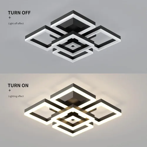 Miniatura 7 de GEADI Lámpara de techo moderna regulable, lámpara de techo LED blanca de 35.4 pulgadas con control remoto, accesorio de iluminación rectangular