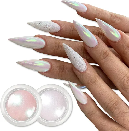 Miniatura 11 de BORN PRETTY Polvo de uñas cromado, polvo cromado holográfico de espejo metálico de perla blanca para uñas, kit de polvo de pigmento con purpurina
