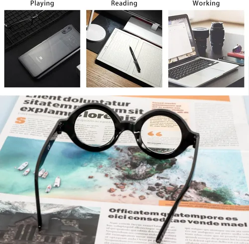 Miniatura 6 de Paquete de 3 lentes de lectura redondos de gran tamaño para mujeres y hombres, bloqueo de luz azul, cómodos lectores