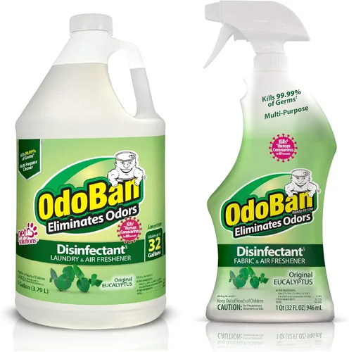 Miniatura 15 de OdoBan Desinfectante y eliminador de olores listo para usar, fabricado en los Estados Unidos, aroma de lino fresco, juego de 2, spray de 32 onzas