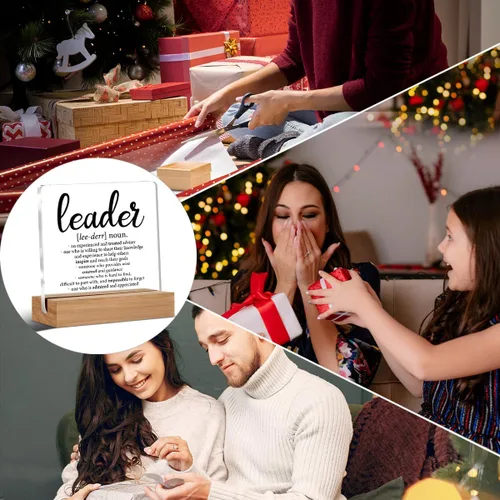 Miniatura 7 de Regalos de apreciación para líderes para jefe, mentor, gerente, definición de liderazgo, letrero decorativo claro para escritorio, letrero acrílico