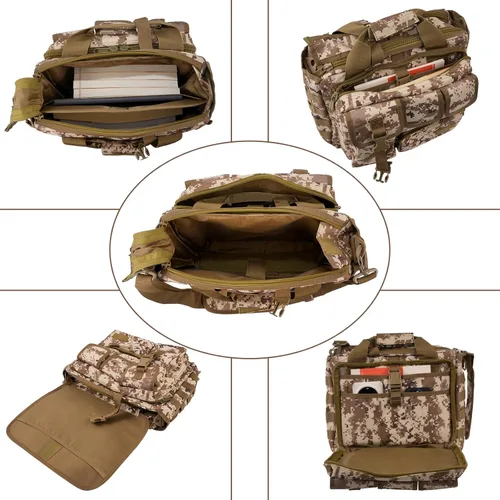 Miniatura 9 de Maletín táctico para hombre, bolsa de mensajero militar de lona de nailon de 18.5 pulgadas, bolsa de mensajero multifuncional grande Molle, bolsa