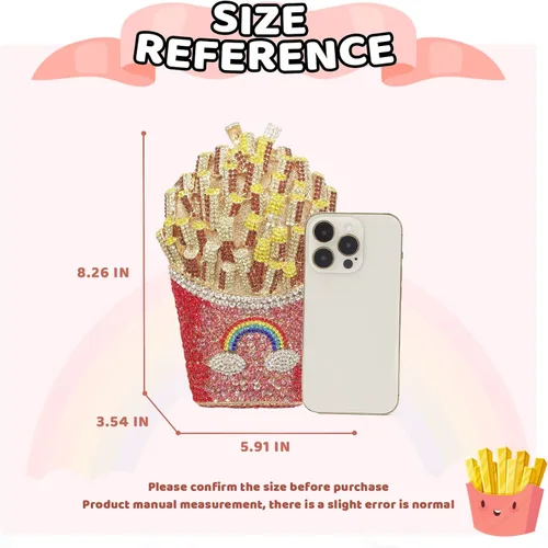 Miniatura 3 de KUANG! Bolso de hombro en forma de papas fritas con diamantes de imitación, bolso de mano de cristal para mujer, bolso de noche brillante para fiesta