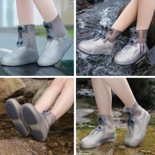 Miniatura 7 de SooGree Fundas impermeables para botas de lluvia, protectores de silicona para zapatos, control de arena, antideslizantes, plegables, reutilizables