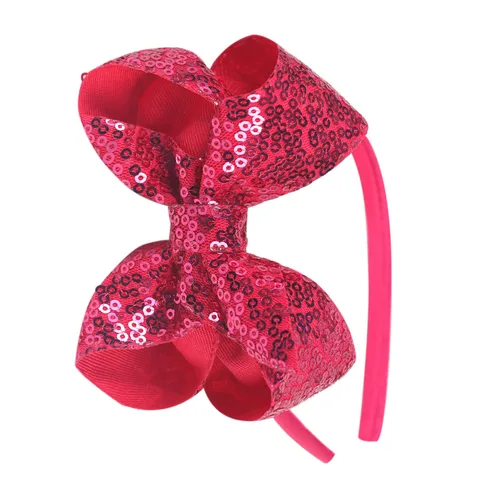 Miniatura 12 de Diademas con lazo para el pelo con lentejuelas brillantes, lazos de cinta para niñas, niños y mujeres (negro)