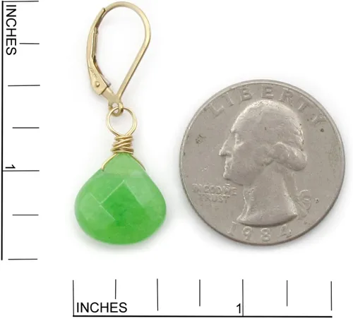 Miniatura 3 de Pendientes de piedra natal simulados con gota de cristal de 14 quilates rellenos de oro de 14 quilates