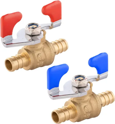 Miniatura 15 de EFIELD Válvula de bola de latón con cierre Pex de 1/2 pulgada para agua potable caliente y fría, con nivel de mariposa, (VALVE167)