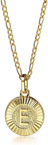 Miniatura 2 de Trendsmax Collar con inicial para mujer, chapado en oro, con dije de letra redonda, cadena A-Z Figaro