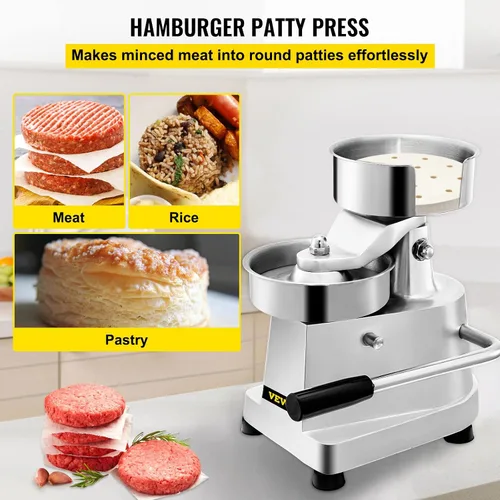 VBENLEM Hamburguesa comercial para hacer hamburguesas de 5.906 in/6 pulgadas, prensa de hamburguesas de acero inoxidable, prensa de hamburguesas de