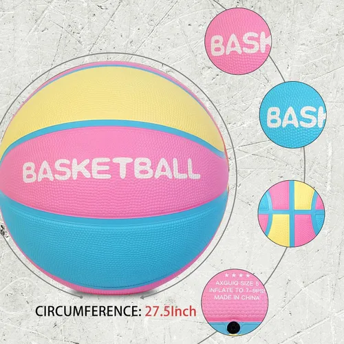 Miniatura 7 de Baloncesto de goma gruesa para niños y jóvenes, tamaño 3/4/5/6/7, para exteriores, colorido, 22/25.5/27.5/28.5/29.5 pulgadas, para regalos