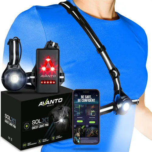 Miniatura 6 de Luz de pecho Avanto PRO, Original, Recargable por USB-C, Luces de correr para corredores, 500lm de haz ajustable, 3-5h de tiempo de uso, Linternas