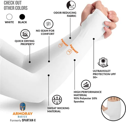 Miniatura 168 de ARMORAY - Mangas de brazo para hombres o mujeres; para cubrir tatuajes; de enfriamiento, para practicar deportes, básquetbol, golf, fútbol