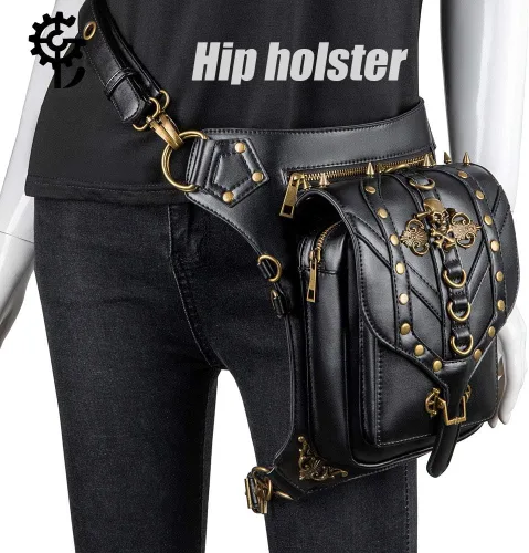 Miniatura 2 de Rebajas Cyber Monday Ofertas Venta Steampunk Riñonera Bolso para cintura Moda Gótico Hombro Bandolera Bandolera Muslo Pierna Capucha Bolsa de Viaje