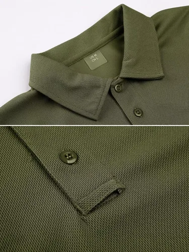 Miniatura 3 de MAGCOMSEN Camisas polo para hombre, 3 botones, secado rápido, manga larga, tácticas, camisa de golf