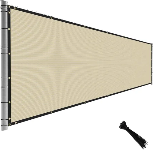 TANG Malla de Privacidad para Cerca de 4' x 25' Color Beige Tostado, Pantalla de Cerca Temporal, Malla Cortavientos Resistente para Cerca,