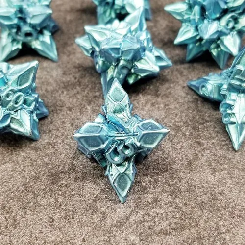 Miniatura 4 de Sage's Portal Deadly Blossoms - Juego de 7 dados poliédricos de metal para DND TTRPG Dungeons and Dragons Pathfinder, dados ornamentales de diseño