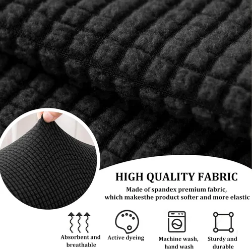 Miniatura 5 de Juego de 2 fundas elásticas para brazos de sofá con bolsillo, fundas extraíbles antideslizantes para reposabrazos para sillón reclinable y sillones