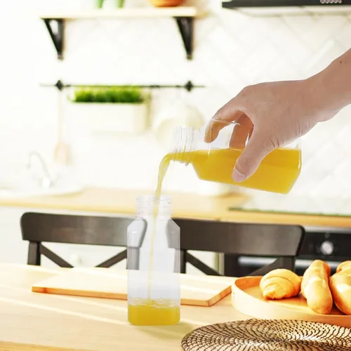 Miniatura 6 de OBKJJ 56 botellas de jugo de 4 onzas, botellas de jugo con tapas, botellas transparentes vacías reutilizables con etiqueta, embudo, cepillo