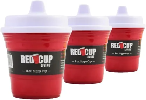 Miniatura 9 de Red Cup Living Vaso entrenador para bebé, 8 onzas, sin BPA, a prueba de derrames, no tóxico, apto para lavavajillas, tapa a prueba de fugas, fácil