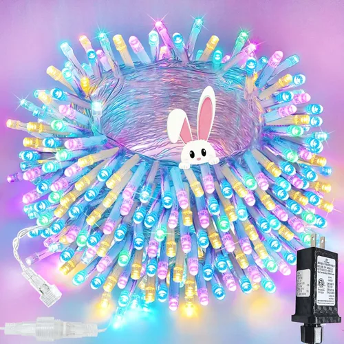 Miniatura 22 de Guirnalda de 100 luces LED conectables para interiores y exteriores, luces de Navidad blancas cálidas de 33 pies, impermeables, 13 modos