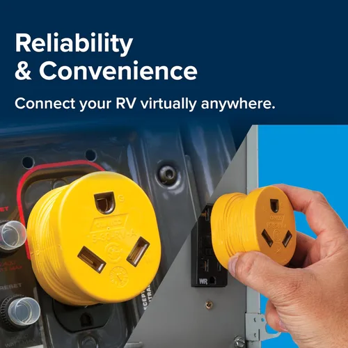 Miniatura 5 de Adaptador eléctrico 15M/30F Camco Mfg 55223, amarillo amarillo