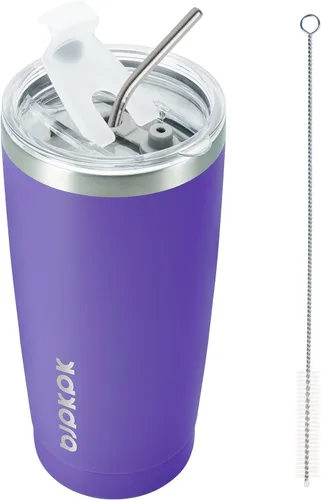 Miniatura 33 de BJPKPK - Vaso de 30 onzas con tapa y pajilla, de acero inoxidable con aislamiento de doble pared al vacío, color azul marino A-Azul Marino-30oz