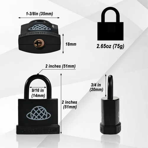 Miniatura 4 de 4 candados resistentes a la intemperie con llave para uso en exteriores, candado con llave para exteriores con carcasa de plástico, cerraduras