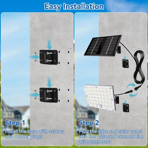 Miniatura 8 de Aialun 184 luces LED solares de inundación para exteriores, sensor de movimiento, luces de inundación solares con cable de 16.4 pies, impermeable