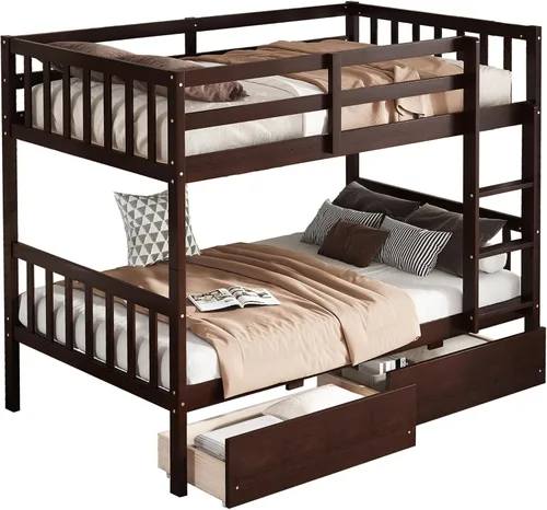 Miniatura 6 de Litera individual sobre individual con 2 cajones de almacenamiento, convertible en 2 camas (cama de plataforma y cama alta junior), cabecera