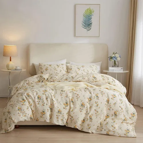 Miniatura 19 de AMWAN Juego de funda de edredón floral bohemio de algodón, ropa de cama con estética de jardín, elegante, botánico, con cierre con cremallera y 4