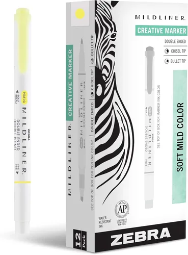 Miniatura 14 de Zebra Pen Mildliner - Resaltador de doble punta, puntas gruesas y finas, Azul