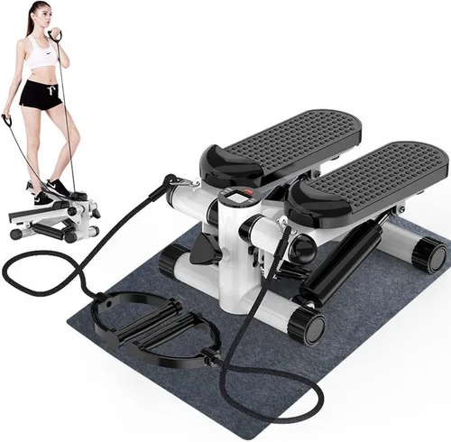 YSUEFIJO Mini máquina de ejercicio paso a paso, equipo de fitness antideslizante, máquina de ejercicio aeróbico, con cuerdas de goma y alfombra,